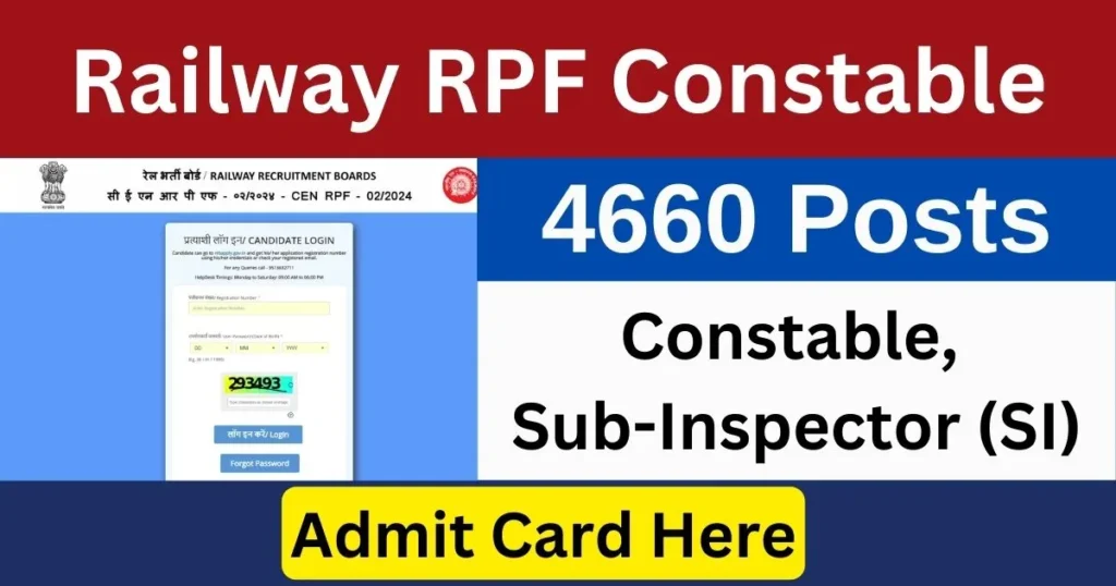 Railway RPF Constable Admit Card