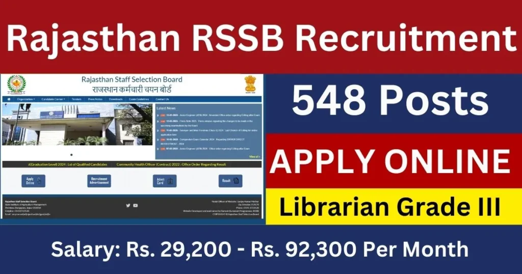 Rajasthan RSSB Librarian Grade III Recruitment